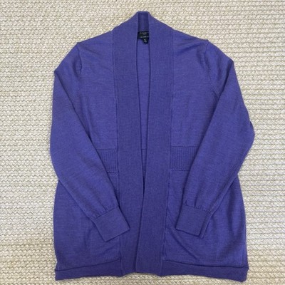 Talbots Petites Pure Merino Wool Open-Front Cardigan   Size MP   Purple