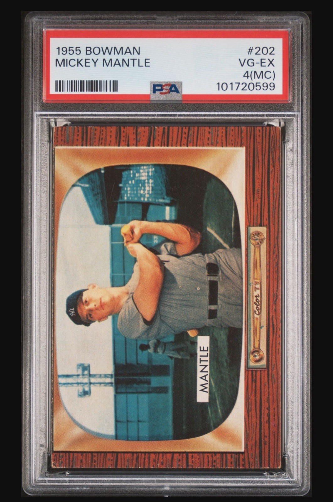 1955 Bowman #202 MICKEY MANTLE PSA 4 VG-EX Vintage Card New York Yankees