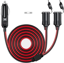 DC 12V/24V 1 to 2 Car Cigarette Lighter Splitter Power Charger Adapter, 6.6FT...