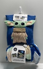 Juego de 2 piezas de almohada de personajes Star Wars Mandalorian Grogu manta de gran tamaño