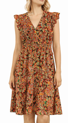 J.crew orange floral vneck a-line dress size 6