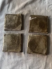 Set of 4 Vintage Handmade Rustic Earthenware Tiles 4.75” Salvage Pottery
