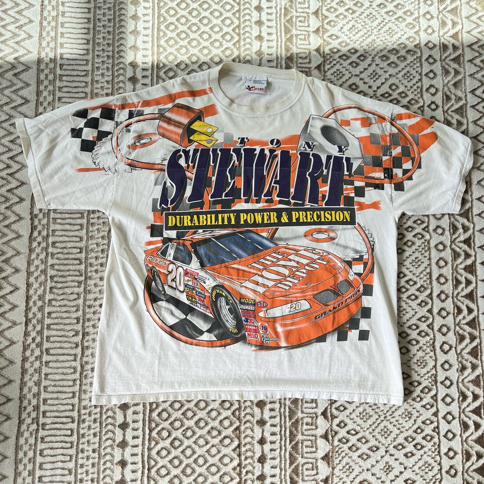 Vintage 90s Tony Stewart 1999 Nascar Racing All Over Print AOP T Shirt XL