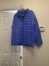 Tacvasen Womens Quilted Puffer Jacket stand up collar Light weight Azure Blue XL