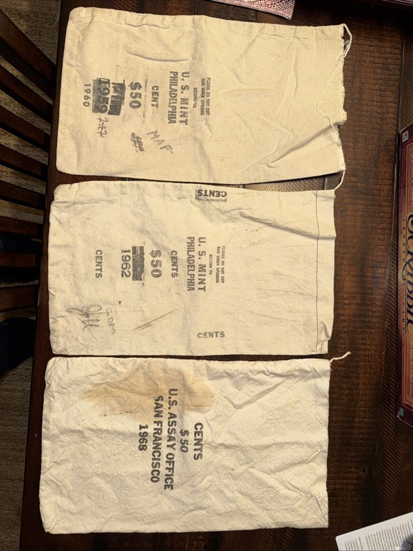 US Mint Philadelphia San Francisco Coin Bags 1960, 1962 And 1968
