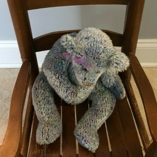 TY RAZZMATAZZ JOINTED TEDDY BEAR 2000 16" Plush Animal BLUE GRAY Speckled Toy - Picture 7 of 7