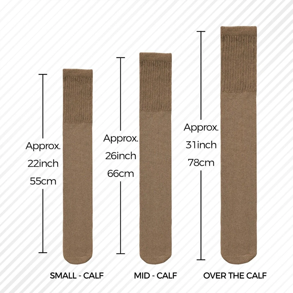 12 Pairs Men's Khaki Cotton Athletic Sports Tube Socks 30" Size Big & Tall 13-16 - Image 2 of 3