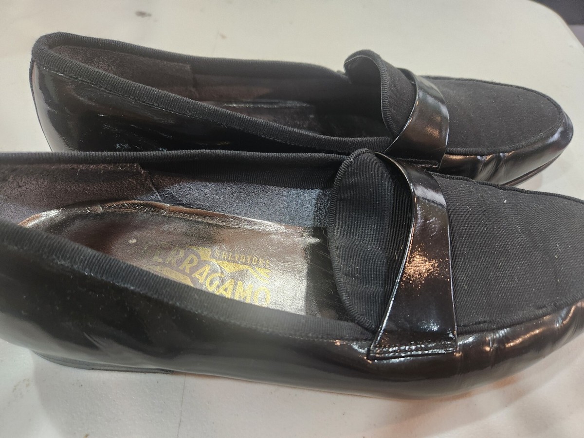 SALVATORE FERRAGAMO Antoane Tuxedo Loafer 10B Shoes Patent  display picture 1