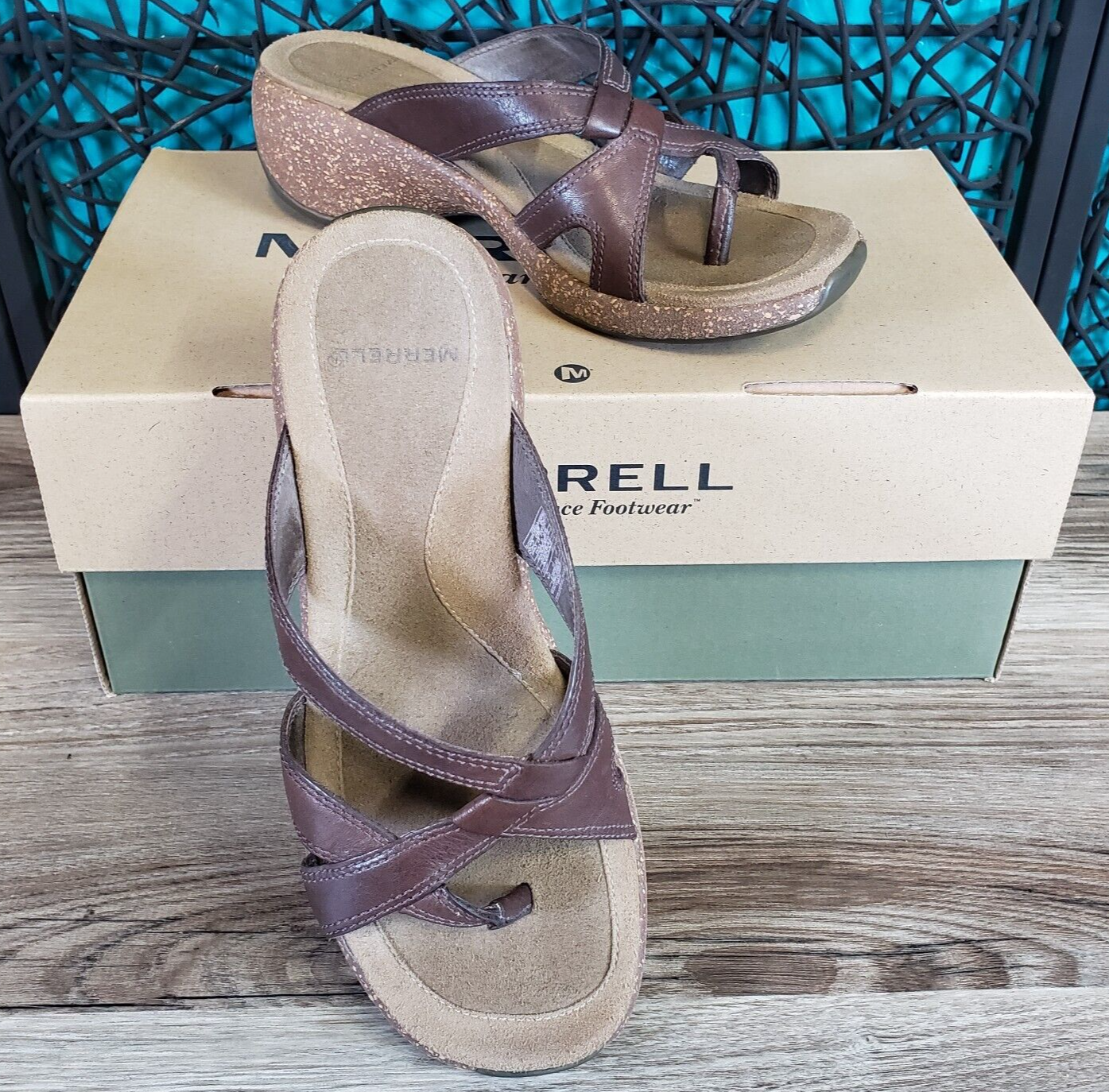 Merrell Sundial Cross sandalo pelle marrone arrosto scuro donna TG 5 SLIP ON TANG