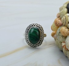 Green Malachite Gemstone Ring-925 Sterling Silver-Designer Ring Gift For Her