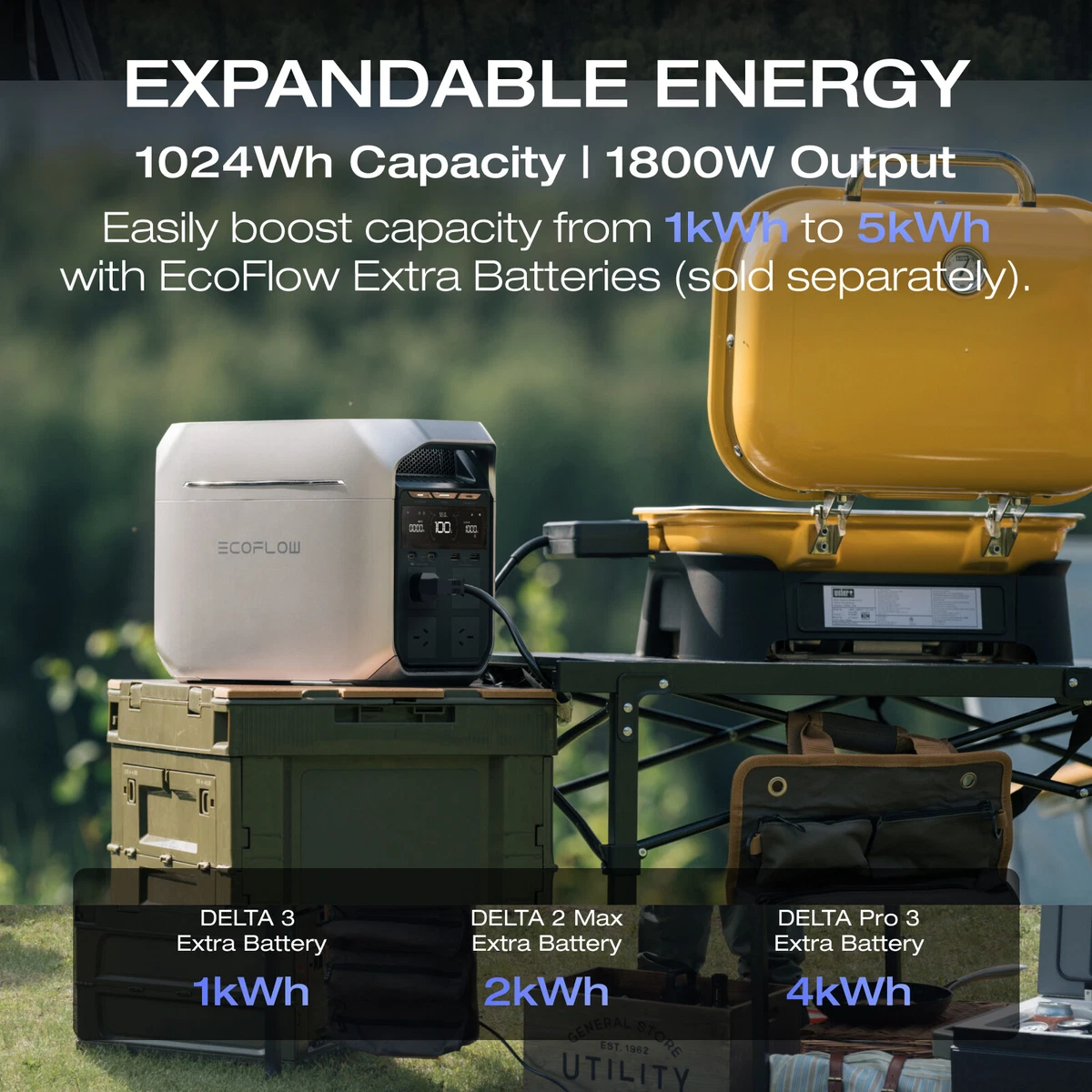 ECOFLOW DELTA 3 Plus 1024Wh Portable Power Station Electric Generator with UPS