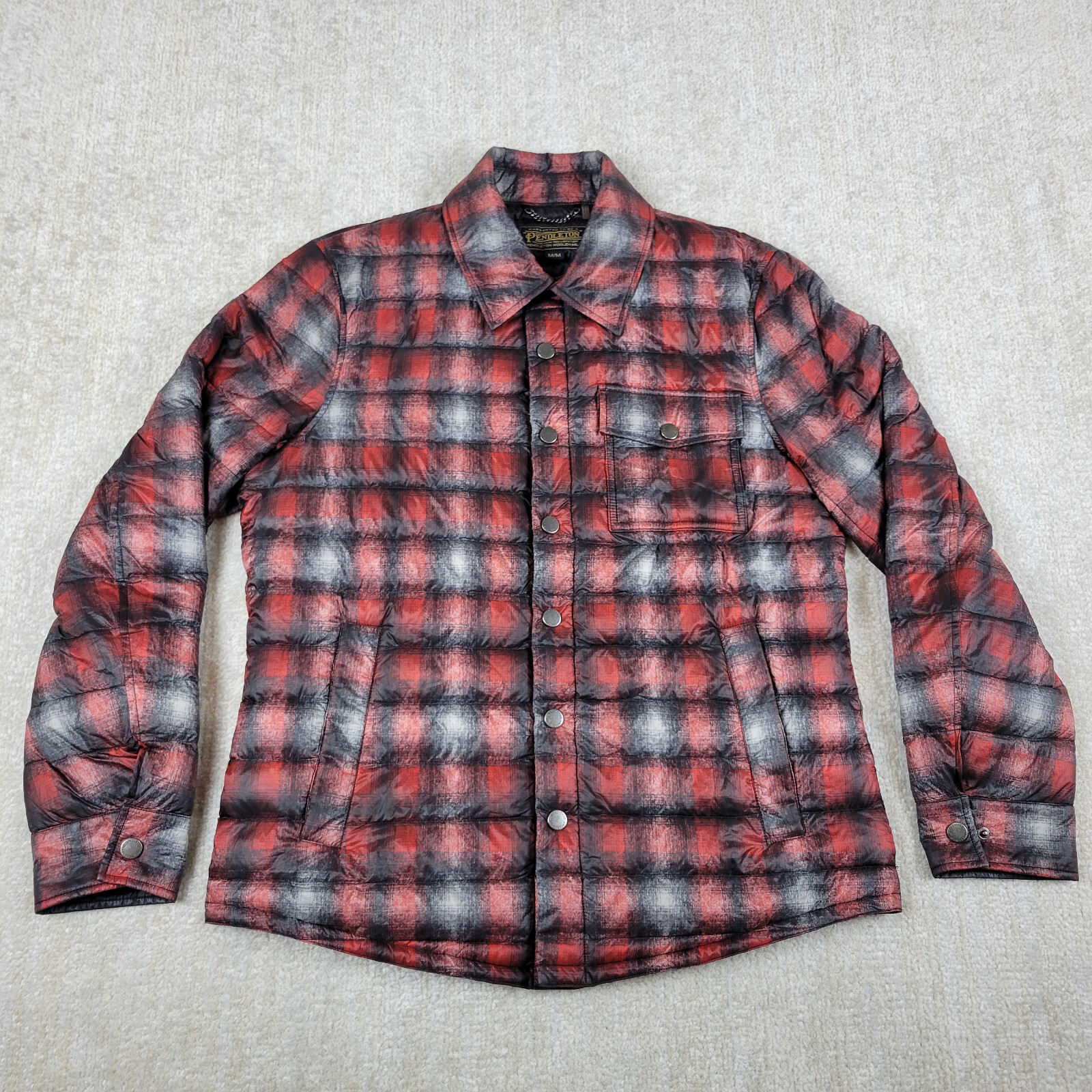 Pendleton Down Puffer Jacket Men M Red Black Buff… - image 1