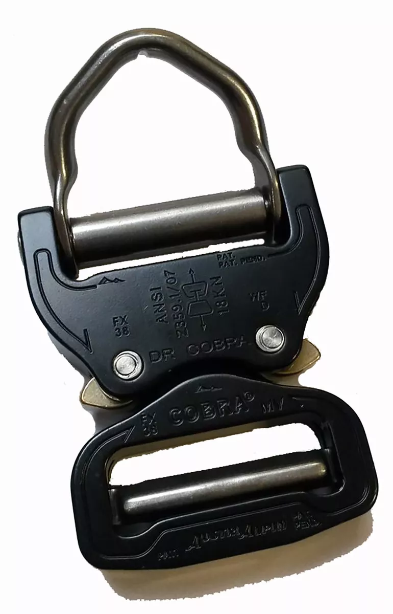 AustriAlpin Ansi D Ring Cobra 38mm Buckle Black Military Safety. FX38KVD