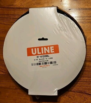 Uline H-4126BL 5/16'' x 10' Black PVC Cord Protector Tapered Profile, NEW Sealed