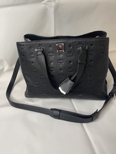 Authentic Mcm Essential Tote In Monogram Leather Black Large