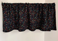 Valance Tossed Bright Color Music Notes on Black  Custom Made Window Treatment 