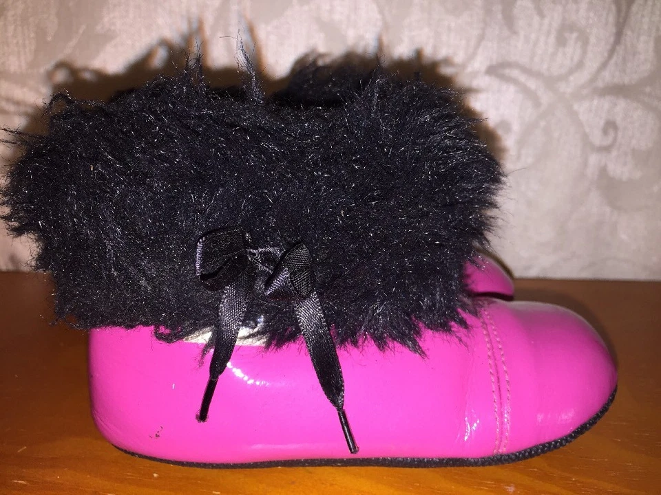 ROBEEZ Diva ботинки чукка розовый и черный искусственного меха девочек ясельного возраста обуви Sz 12 24 месяца - Изображение 2 из 4