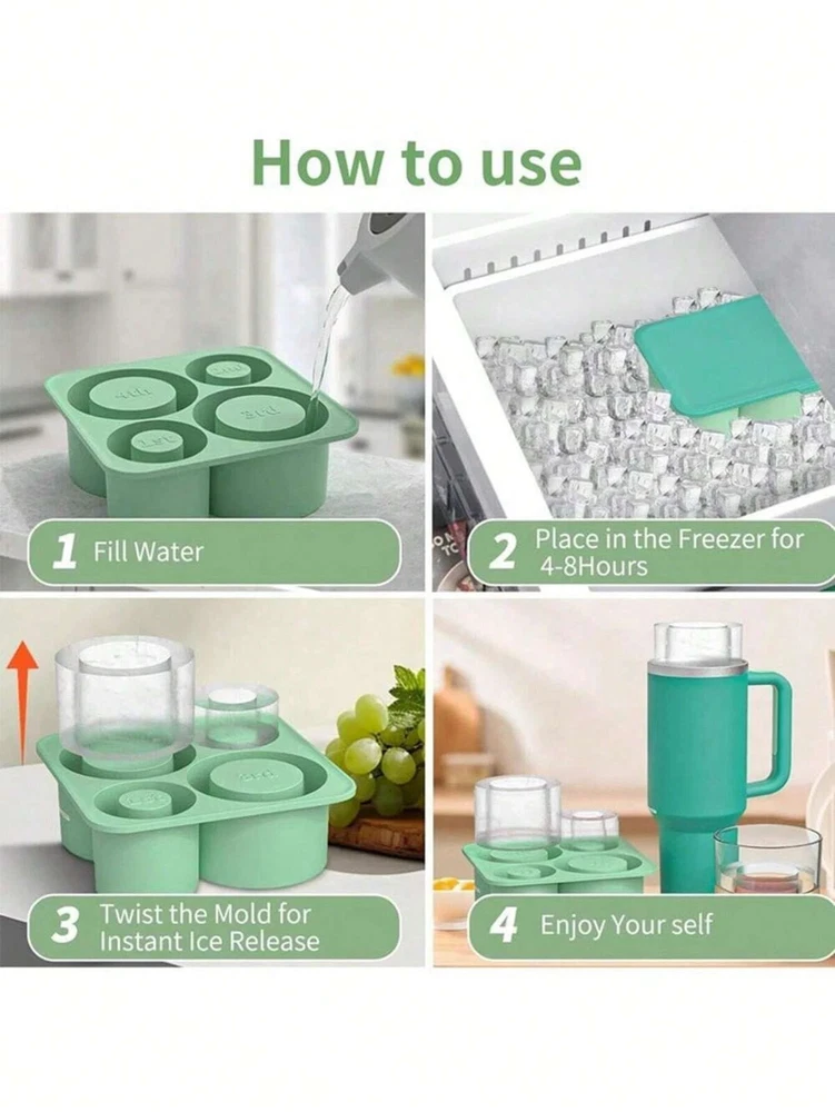 Tumbler Reusable Silicone Ice Mold For Ice Drink 4 Pcs