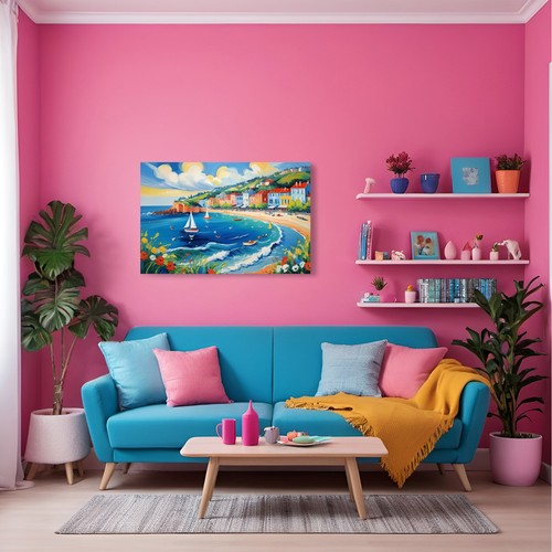 Seaside Beach Bay Boats #2 Wall Art Canvas Print Living Room Abstract Decor - Picture 16 of 18