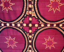 OLD CENTRAL ASIAN UZBEK SILK EMBROIDERY SUZANI WALL DECORATION 2
