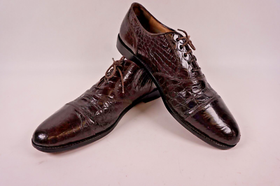 Zelli Handcrafted in Italy 11N Mens Brown Crocodile Lace-up  display picture 3