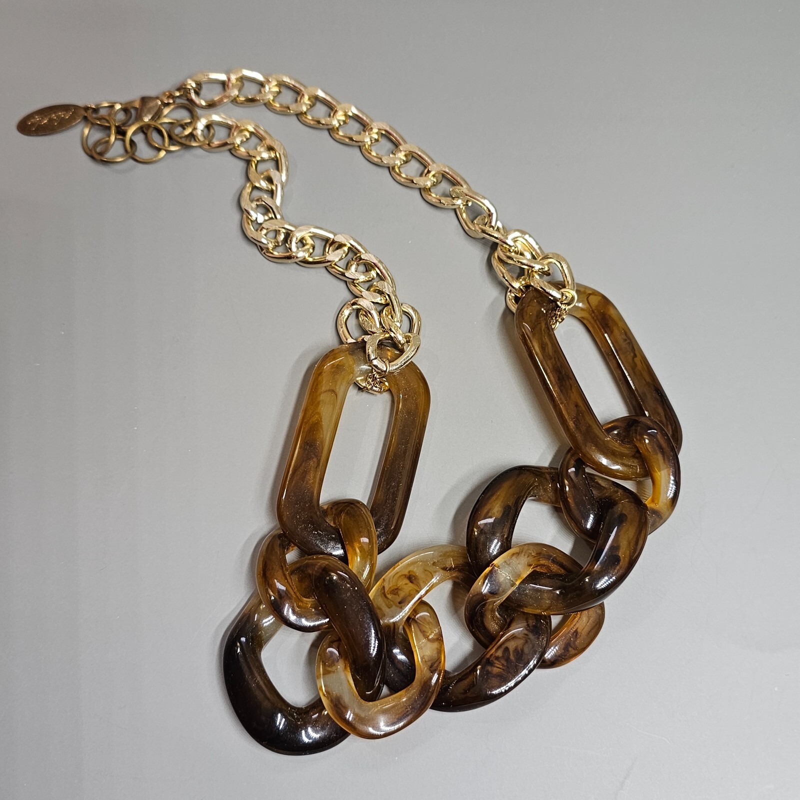 Adia Kibur Tortoise Shell Link Statement Necklace… - image 3