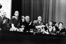 Pentecost meeting youth House Culture USSR Presidium during ceremo- Old Photo