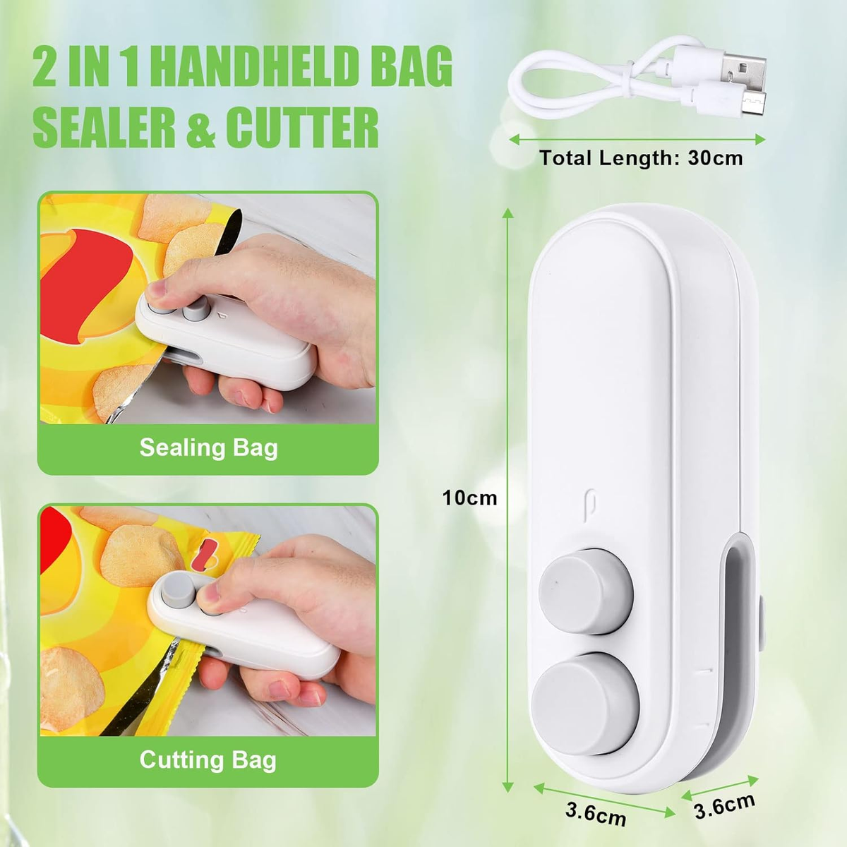 ORIA Mini Folienschweißgerät, 2 in 1 Bag Sealer mit Cutter