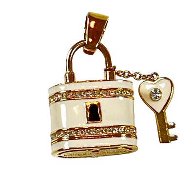 Lauren G Adams Lock Key Charm Pendant Cream Enamel