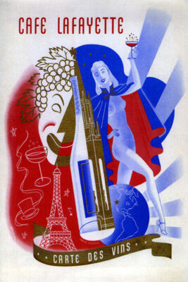 CAFE LAFAYETTE PARIS WINE CHAMPAGNE EIFFEL TOWER FASHION VINTAGE POSTER REPRO