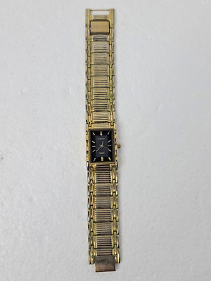 Vintage Embassy Diamond Quartz Watch Gold Toned Rectangle 24mm New Battery