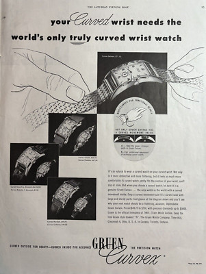 1950 Gruen Wrist Watch Curvex Precision Accuracy Inside Curved Vintage Print Ad
