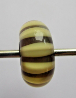 Trollbeads Charme Glas mit 925 Silber Hülse, Ø 14 mm Streifen, aus Auflösung