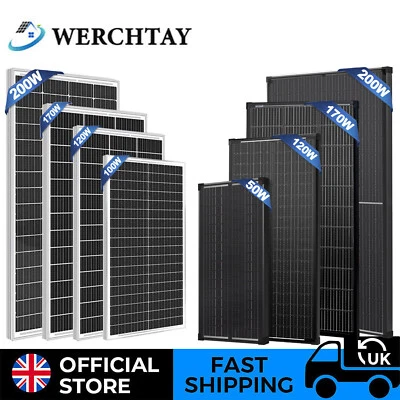 50W 100W 120W 170W 200W 300W Solar Panel 12V Mono Caravan Home Off Grid Boat RV