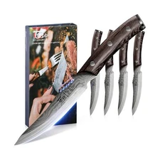 Steak Knives Set Of 4, 4.8 Inch High-Carbon Japanese Stainless Steel Non-serr...