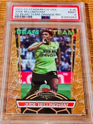 POP 6! 2021 TOPPS STADIUM CLUB JUDE BELLINGHAM Beam Team ORANGE BT-JB /25! PSA 9