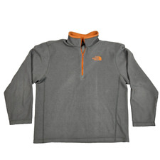 The North Face Gray Orange Quarter Zip Pullover Sweater Fleece Jacket Size M