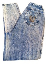 P.S. Gitano Jeans Hi Rise Peg Leg size 18 L Acid Washed Blue Denim 80's VTG Mom
