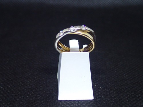 Bague En Or Blanc 750/1000 (18 Carats) Avec Oxyde Et Zircon – Occasion, Taille 50, Comme Neuf