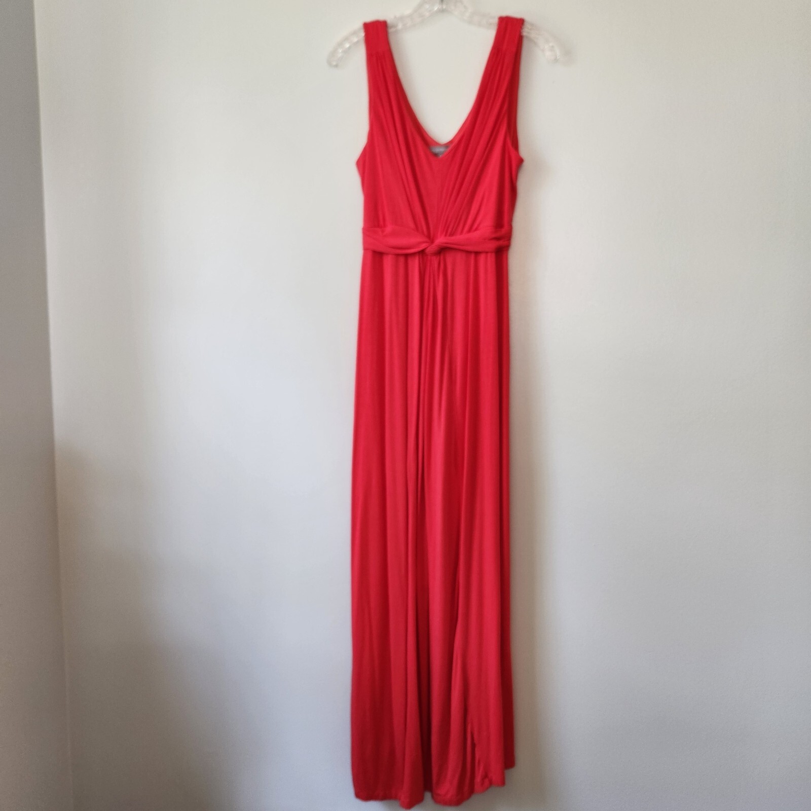 NY Collection Dress Women's L Red Maxi Holiday Minimalist Everyday Casual Chic