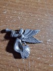 Christmas Guardian Angel Blowing Horn Lapel Pin Silver Pewter Color — photo 2