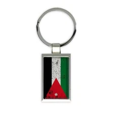 Gift Keychain : Jordan Flag Retro Artistic Jordanian Expat Country
