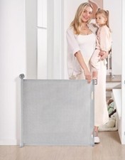 Likzest Retractable Baby Gate, Mesh Baby and Pet Gate 33" Tall, Extends up to 55