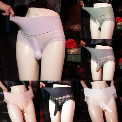 Mens Briefs Sheath Sheer Breathable Sissy Brief Transparent Close Elastic
