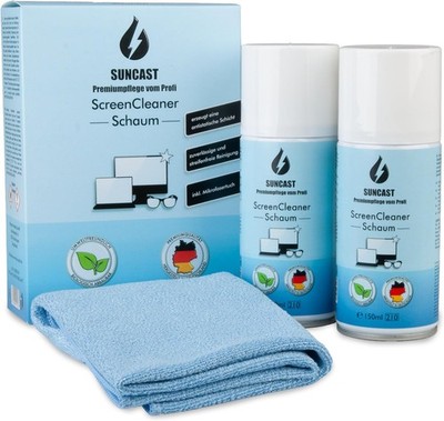 SUNCAST Schaum 2 x 150ml Screen Cleaner Set inkl. Mikrofasertuch | Premiumpflege