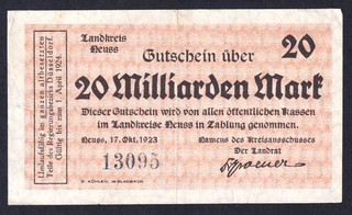Neuss Landkreis 20 Milliarden Mark 17.10.1923