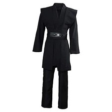 Mens Tunic Costume Knight Hooded Robe Tunic Uniform Cosplay Full X-Large Black