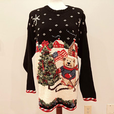 VTG Tiara International Sweater Extra Large Christmas Novelty Bear Embroidery