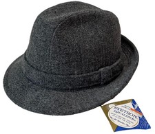 Vintage 80s Stetson Equalizer Fedora Hat Wool Tweed Small 6 3/4-7/8 Gray Korea