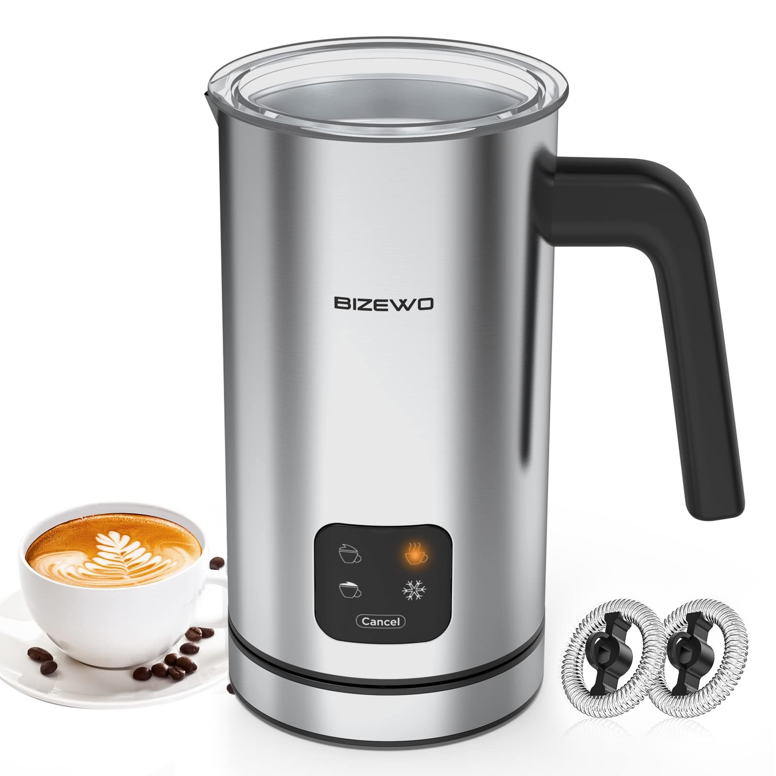 Milk Frother 4-in-1 Automatic Stainless Steel Warmer Touch Screen for Coffee-image